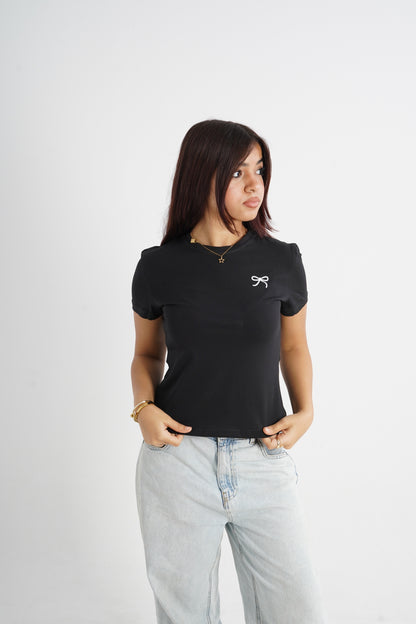 Bow Baby Tee - Black