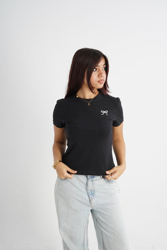 Bow Baby Tee - Black
