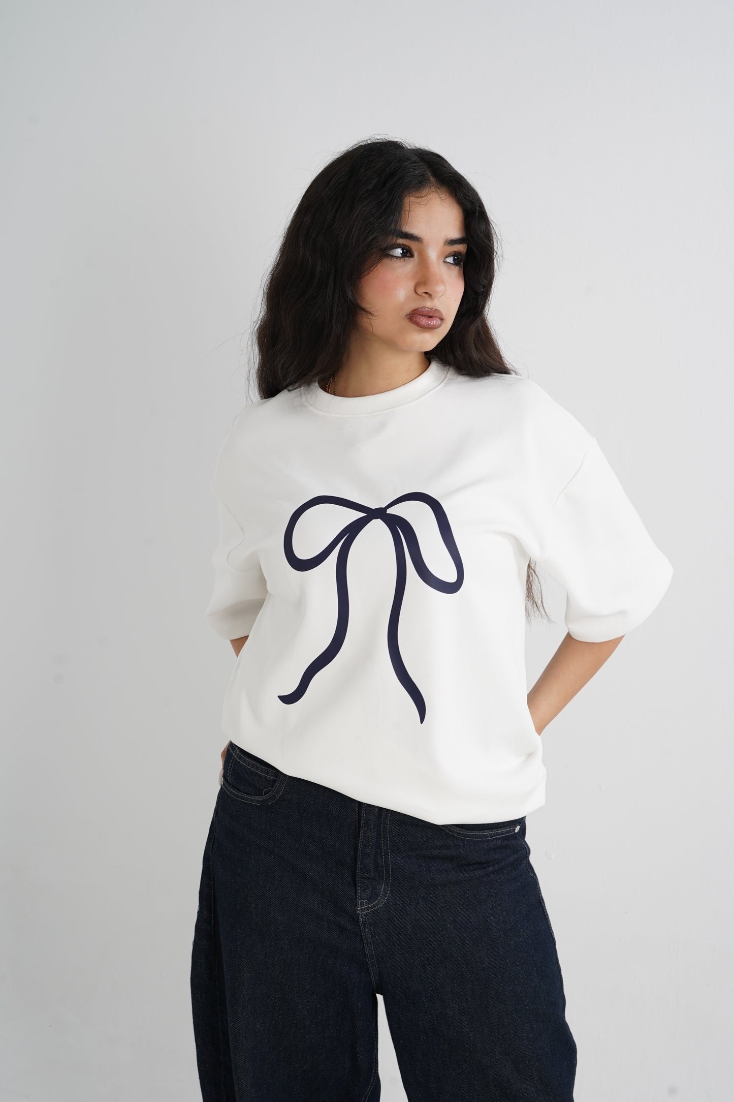 Bow Oversized T-Shirt - White