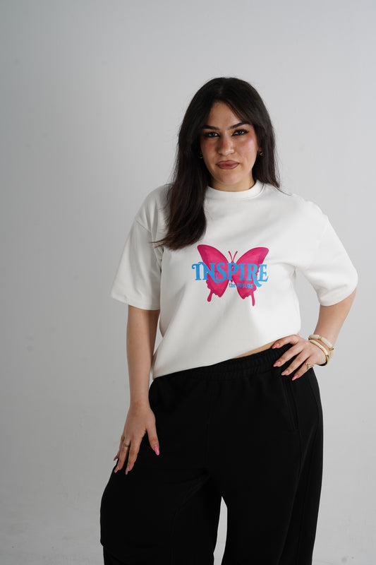 Butterfly Oversized T-Shirt - White