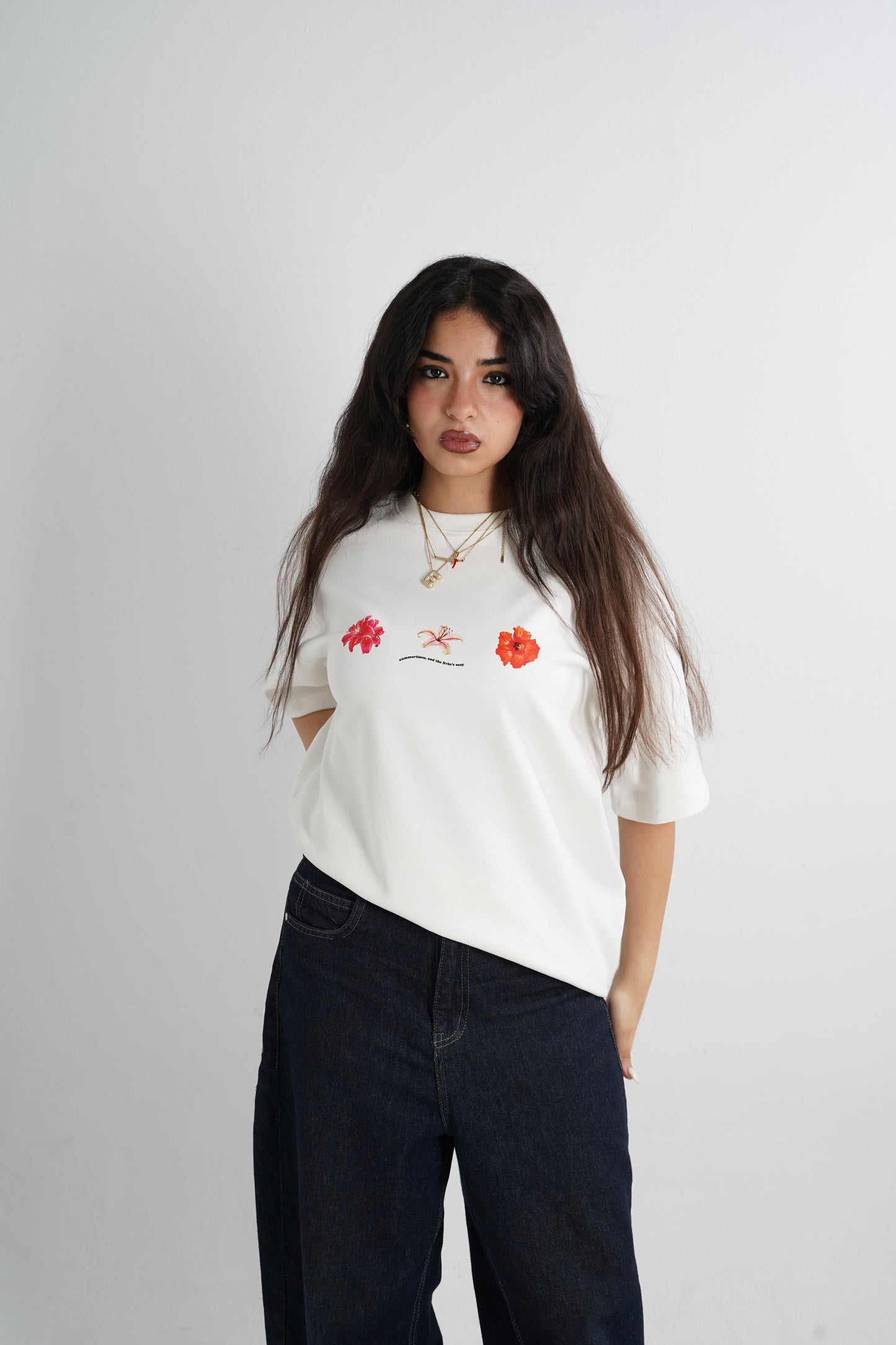 Lilies Oversized T-Shirt - White
