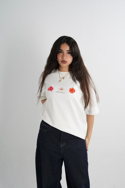 Lilies Oversized T-Shirt - White